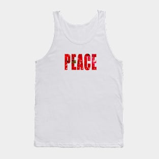 Christmas Peace - Holiday Word Art Script Typography in Red Poinsettias Tank Top